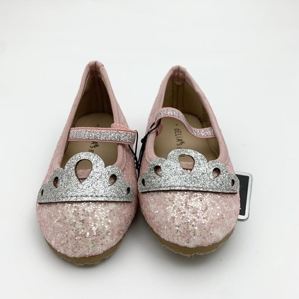 Princess Shoes Delia's Girl Sparkly Glitter Pink Mary Jane Little Kid Size 5 NEW